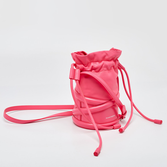 ALEXANDER MCQUEEN Neon Pink Leather The Soft Curve Bucket Bag - Picture 3 of 8